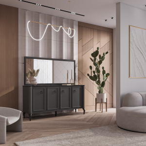 کنسول 4 درب چستر مشکی با قاب آینه - Image 2