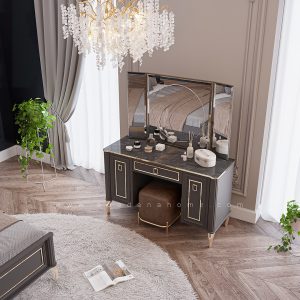 قاب آینه میز توالت چستر مشکی - Image 4