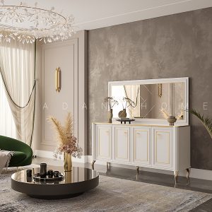 کنسول 4 درب چستر سفید با قاب آینه - Image 2