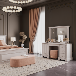 قاب آینه میزتوالت رمانتیک طوسی خاکی - Image 2