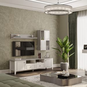 میز تلویزیون ونوس طوسی با رابط و شلف - Image 2